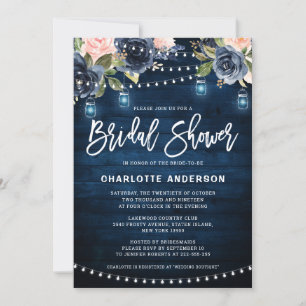 Invitation Marine Blush Floral String Fête des mariées