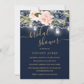 Invitation Marine Blush Gold Floral Rustic Fête des mariées e (Devant)