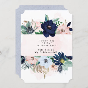 Invitation Marine Blush Pink Floral Serez-Vous Ma Femme D'Acc