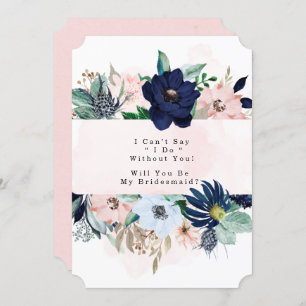 Invitation Marine Blush Rose Floral Serez-Vous Ma Femme D'Acc