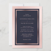 Invitation Marine Blush Rose Rose Or moderne Cadre Mariage (Devant)