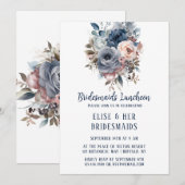 Invitation Marine Blush Roses Roses Roses Roses Bridesmaitres (Devant / Derrière)