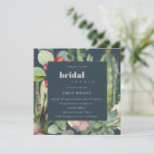 INVITATION MARINE BOHO ROSE FLORAL CACTI FOLIE FÊTE DES MARIÉ (Debout devant)