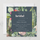 INVITATION MARINE BOHO ROSE FLORAL CACTI FOLIE FÊTE DES MARIÉ (Devant)