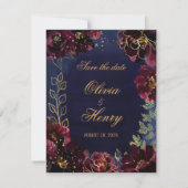 Invitation Marine Bordeaux Mariage Enregistrer La Date (Devant)