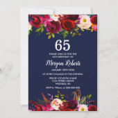 Invitation Marine Bourgogne Floral 65E Anniversaire Invitatio (Devant)