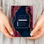 Invitation Marine, Bourgogne & Gold Agate Wedding Invitatiati<br><div class="desc">Superbe look agate avec or et marbre accents pour séduire vos invités!</div>