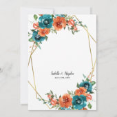 Invitation Marine Brûlé Orange Floral Fleurs Mariage Boho (Dos)