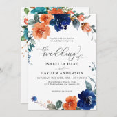 Invitation Marine Brûlé Orange Floral rouille Orange Boho Mar (Devant / Derrière)