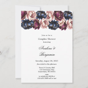 Invitation Marine Burgundy Blush Pink Couples Douche