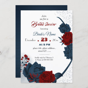 Invitation marine & burgundy fleurie douche de nuptiale