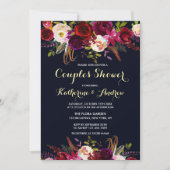 Invitation Marine Burgundy Marsala Boho Floral Couples Douche (Devant)
