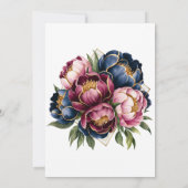 Invitation Marine Burgundy Pink Peony Mariage Couples Douche (Dos)