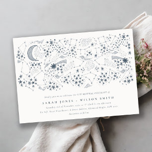 Invitation Marine Céleste Starry Night Moon Vow Renouvellemen