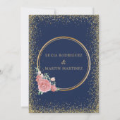 Invitation Marine Chic Floral Gold cadre Parties scintillant  (Dos)