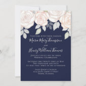 Invitation Marine Classique Floral Élégant Mariage (Devant)