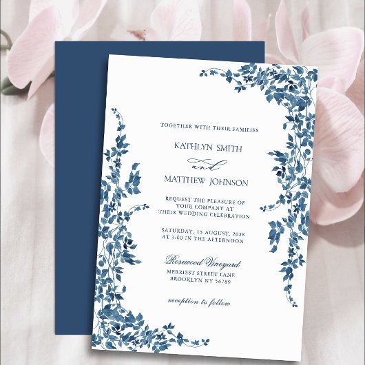 Invitation Marine Classique Vintage Jardin Floral Mariage