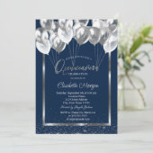 Invitation Marine Confetti Balloons Quinceañera (Debout devant)