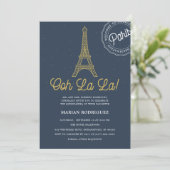 Invitation Marine cool Blue Gold Tour Eiffel Paris Quinceañer (Debout devant)