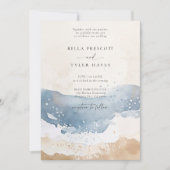 Invitation Marine Côtière Ocean Beach Vague Sable Mariage élé (Devant)