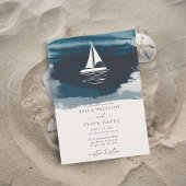Invitation Marine Côtière Ocean Beach Voilier Mariage élégant