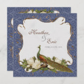 Invitation Marine de Mariage damassé (Devant / Derrière)