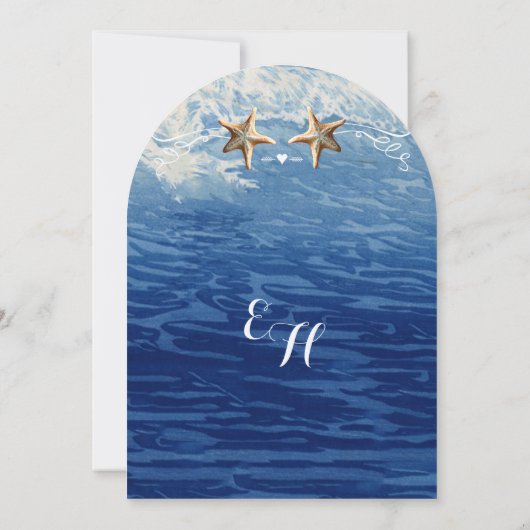 Invitation Marine Destination nautique Plage Starfish Mariage (Dos)