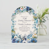 Invitation Marine Dusty Bleu Blanc Floral 70e Arc Anniversair (Debout devant)