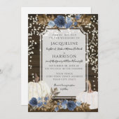 Invitation Marine Dusty Blue Floral RusticTwinkle Mariage lég (Devant / Derrière)