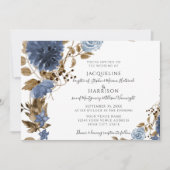 Invitation Marine Dusty Blue Floral Terrain Mariage (Devant)