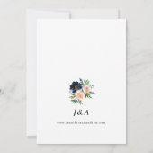 Invitation Marine, Dusty Blue & Pink Floral 2 Mariage (Dos)