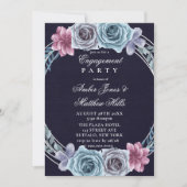 Invitation Marine Dusty Blue Rose Floral (Devant)