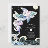 Invitation Marine Editable Requin simple Anniversaire (Devant)