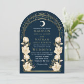 Invitation Marine Elegant Arc Art Nouveau Mariage (Debout devant)