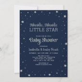 Invitation Marine et Argent | Baby shower Twinkle Little Star (Devant)