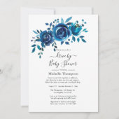 Invitation Marine et blanc Aquarelle Floral Drive par douche (Devant)