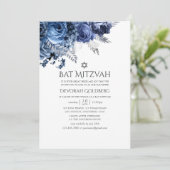Invitation Marine et blanc avec Bat mitzvah floral à huile d' (Debout devant)