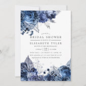 Invitation Marine et blanc avec Fête des mariées florale à hu (Devant)