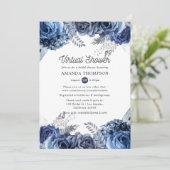 Invitation Marine et blanc avec Fête des mariées virtuelle ar (Debout devant)