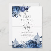 Invitation Marine et blanc avec huile d'argent 50e anniversai (Devant)