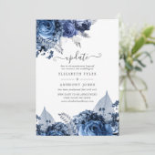 Invitation Marine et blanc avec Mariage à huile d'argent (Debout devant)