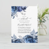 Invitation Marine et blanc avec Mariage virtuel Silver Foil (Debout devant)