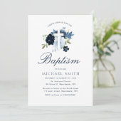 invitation marine et bleu poussiéreux baptême flor (Debout devant)