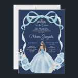 Invitation Marine et Blue Princess Mis Quince 16e anniversair<br><div class="desc">Marine Princess Dresses Quinceañera 15e Fille Anniversaire Marine arrière - plan Invitation Mis Quince Anos,  15e Anniversaire, </div>