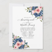 Invitation Marine et Blush Floral Baby shower par courrier (Devant)