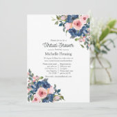 Invitation Marine et Blush Floral Baby shower virtuel (Debout devant)