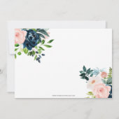 Invitation Marine et Blush Floral Drive Fête des mariées (Dos)