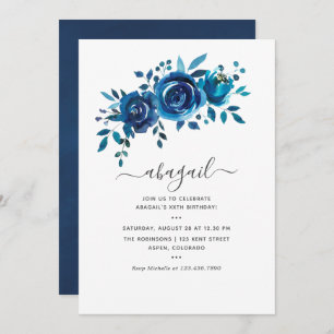 Invitation Marine et couleur blanche Aquarelle Florale Annive