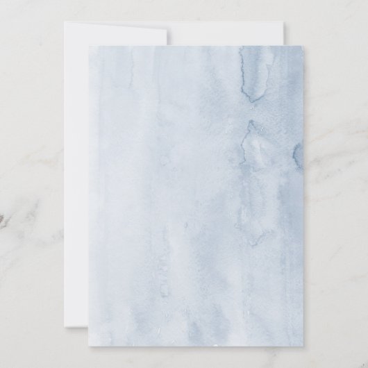 Invitation Marine et Dusty Blue Floral moderne fête d'anniver (Dos)