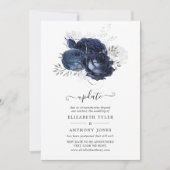 Invitation Marine et Faux Parties scintillant Argent Floral M (Devant)